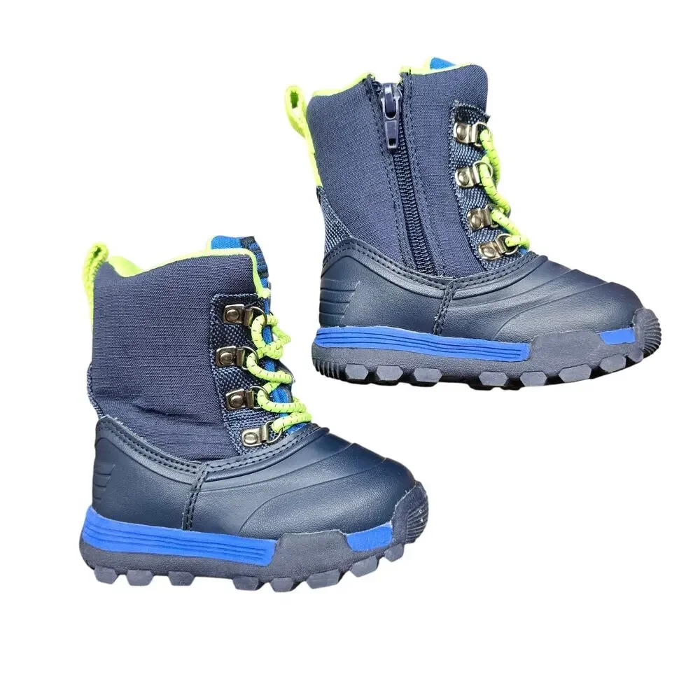 Carter's Navy Blue and Lime Green Kids Rain & Snow Boots